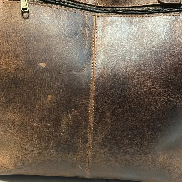 Crazy Heifers Large HOH (Hair on Hide) Tote with Gold accents on front. - Picture 5 of 11